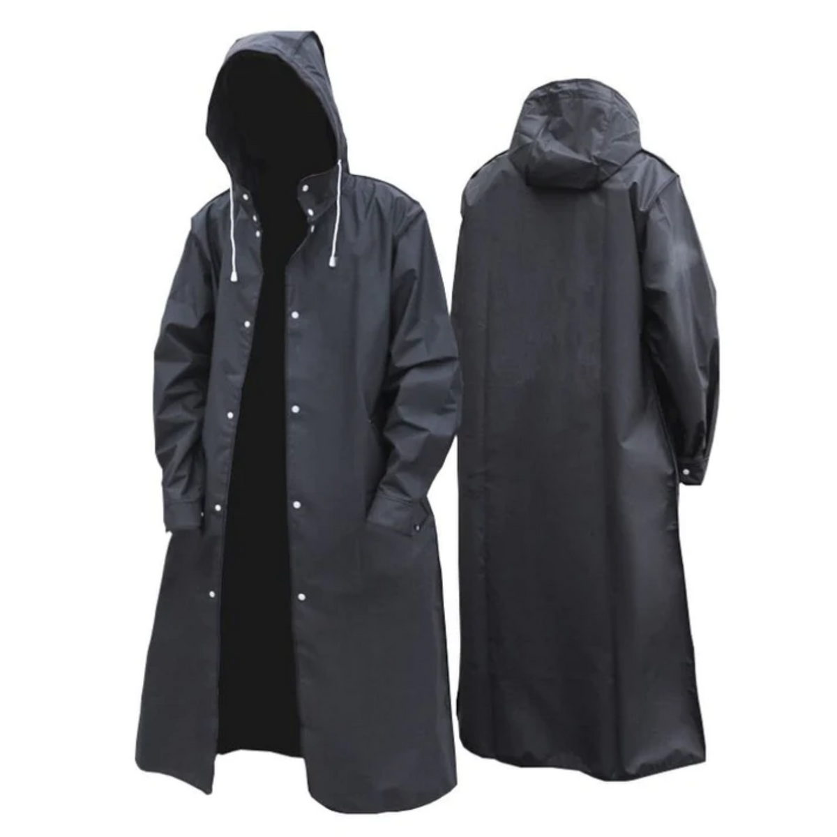 Men's Long Waterproof Rain Jacket with Hood for All Seasons