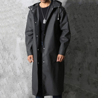 Men's Long Waterproof Rain Jacket with Hood for All Seasons