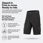 Men's MTB Shorts - Zip Pocket Cargo Shorts - Baggy Cycling Shorts