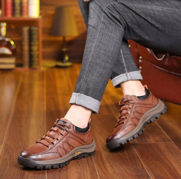 Men's Orthopaedic Leather Shoes | Supportive Comfort Walking Shoes