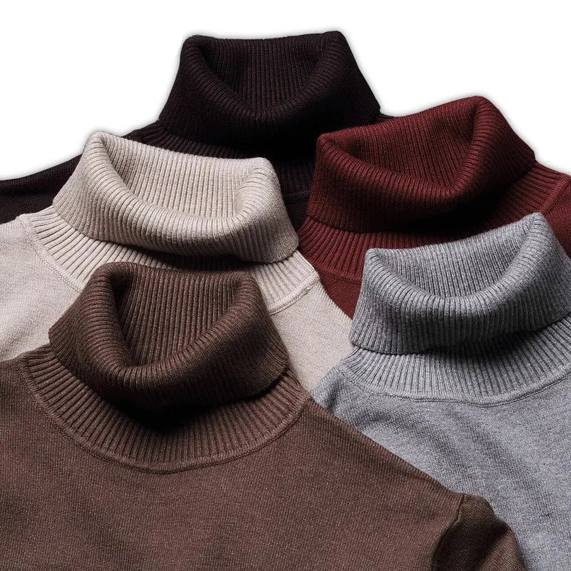 Men's Ribbed Merino Wool Turtleneck Jumper