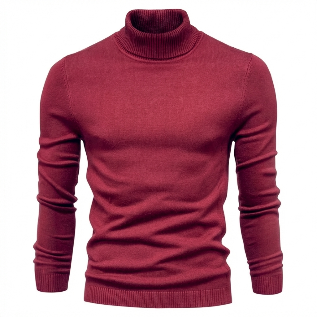 Men's Ribbed Merino Wool Turtleneck Jumper