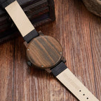 Men's Rugged Wood & Leather Compass Watch