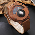 Men's Rugged Wood & Leather Compass Watch