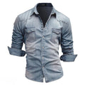 Men's Vintage Wash Denim Shirt with Pockets - Rugged Style