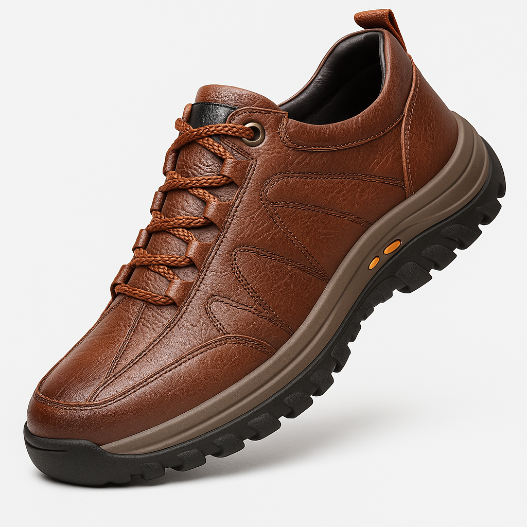 Men's Walking Shoes in Leather with Cushioned Arch Support