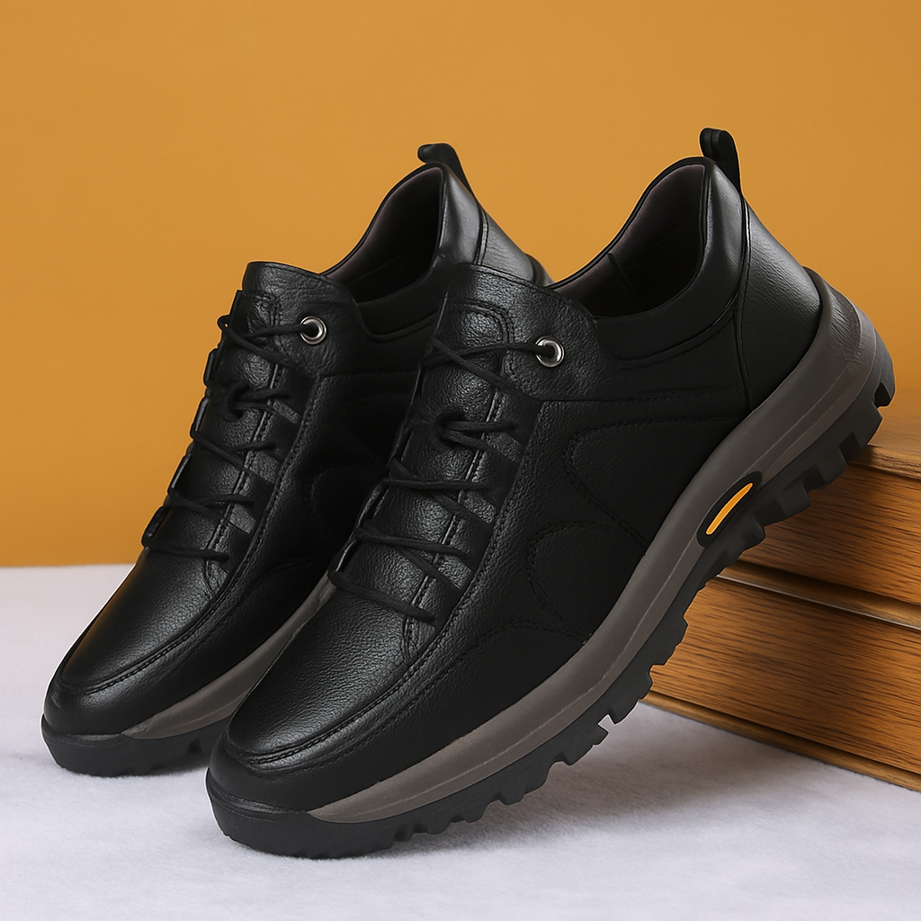 Men's Walking Shoes in Leather with Cushioned Arch Support