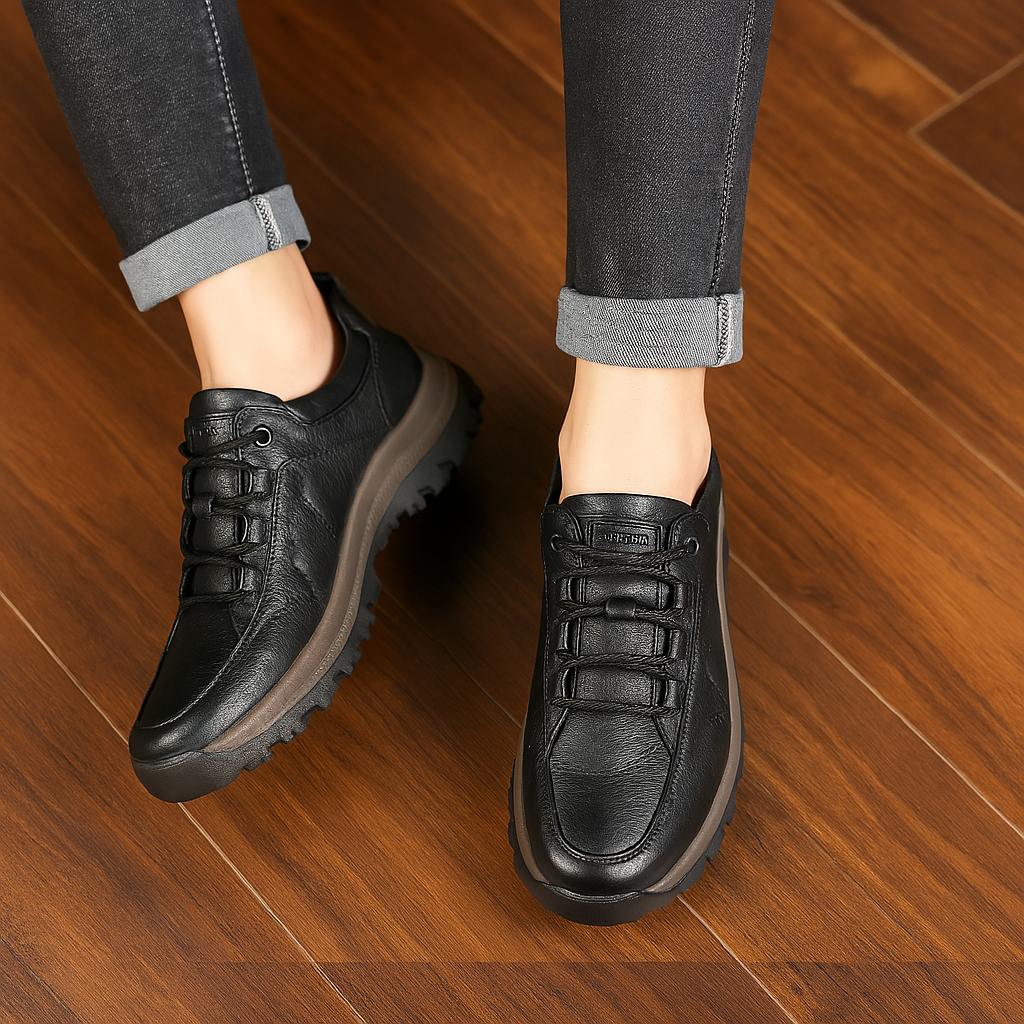 Men's Walking Shoes in Leather with Cushioned Arch Support
