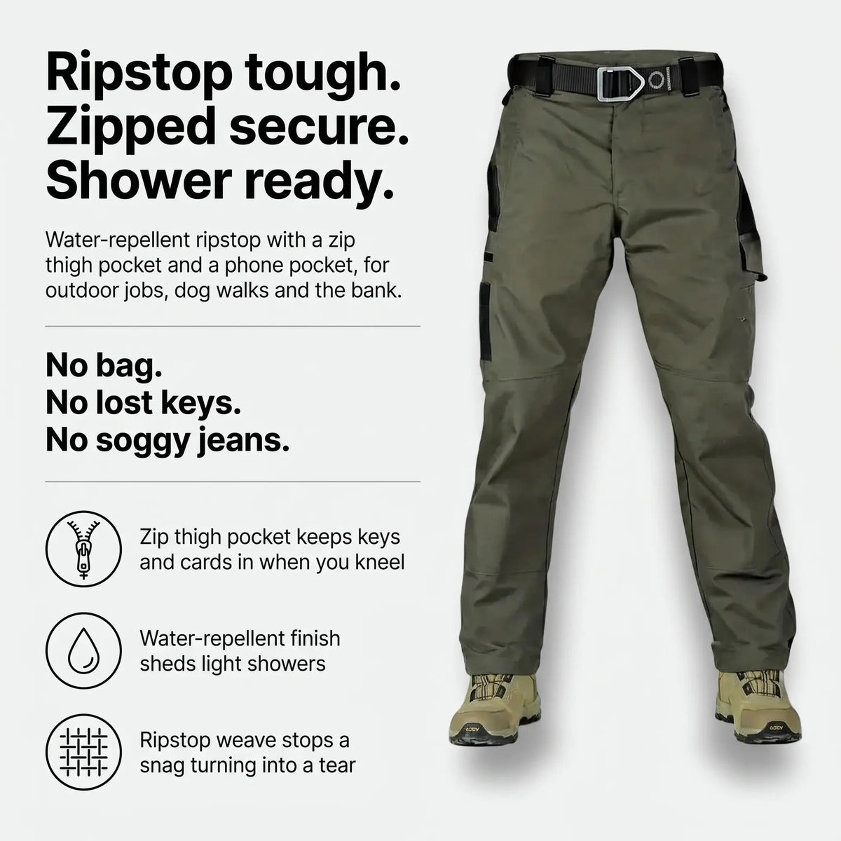 Men's Work Trousers - Ripstop Cargo Trousers - Combat Trousers