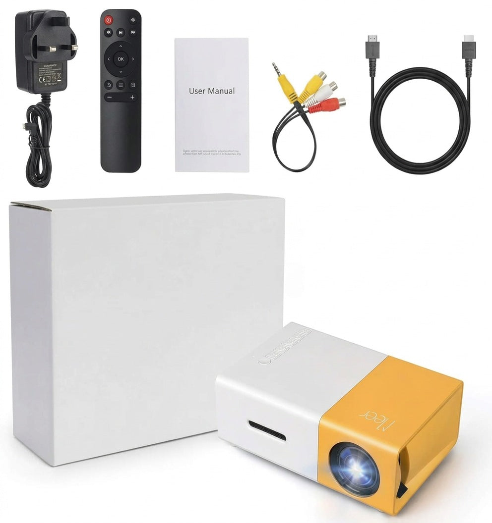 Mini LED Projector, Portable 152 cm Display, HDMI/USB, Built-In Speaker