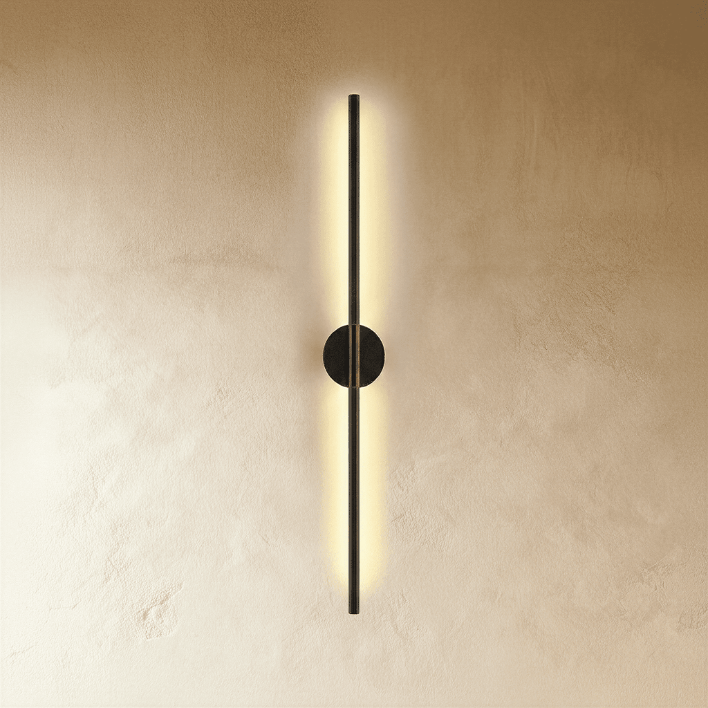 Minimalist Vertical Linear Wall Light with Round Base
