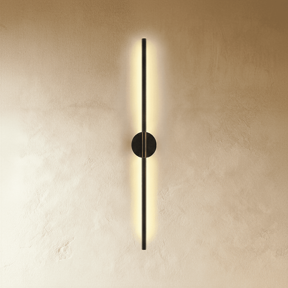 Minimalist Vertical Linear Wall Light with Round Base