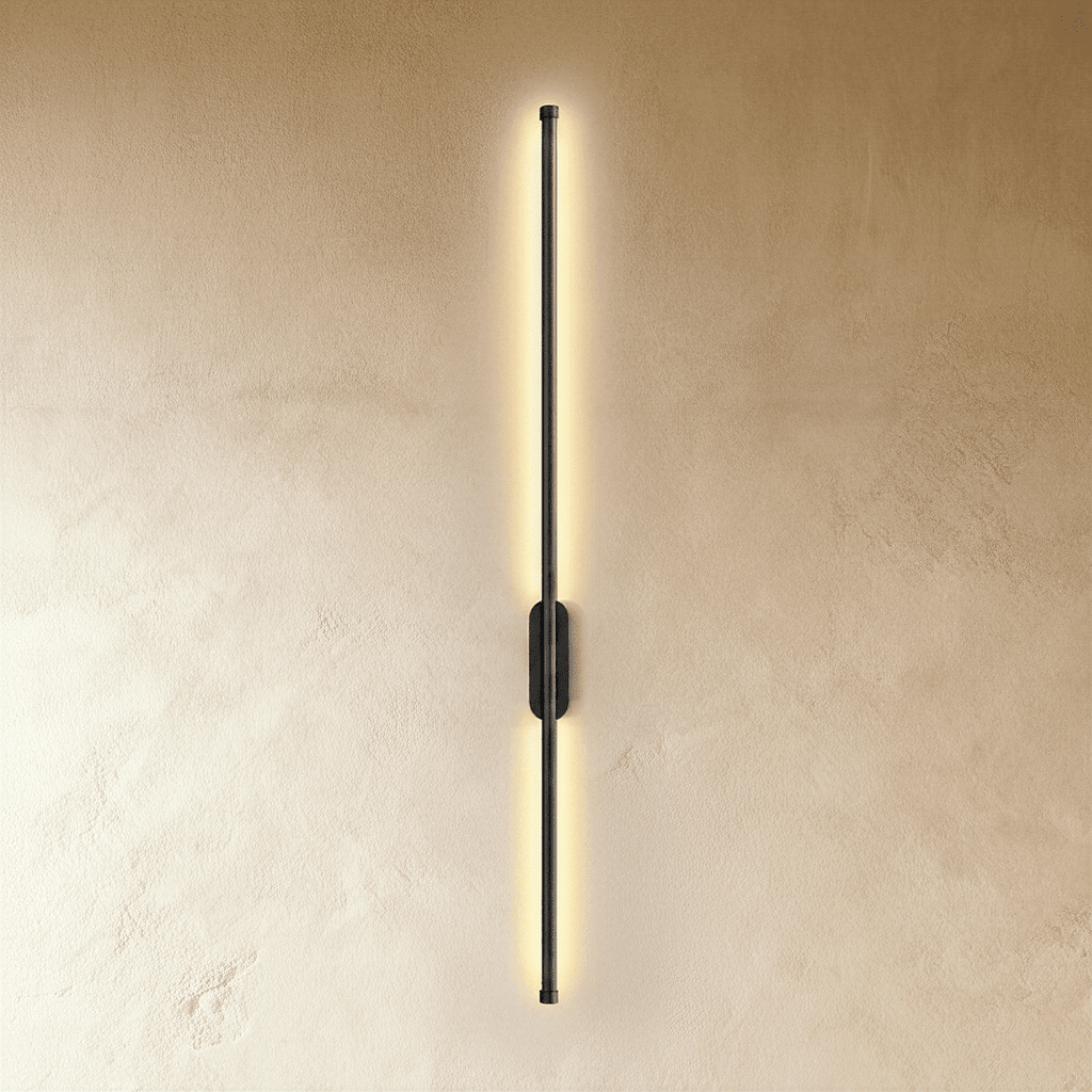 Minimalist Vertical Linear Wall Light with Round Base