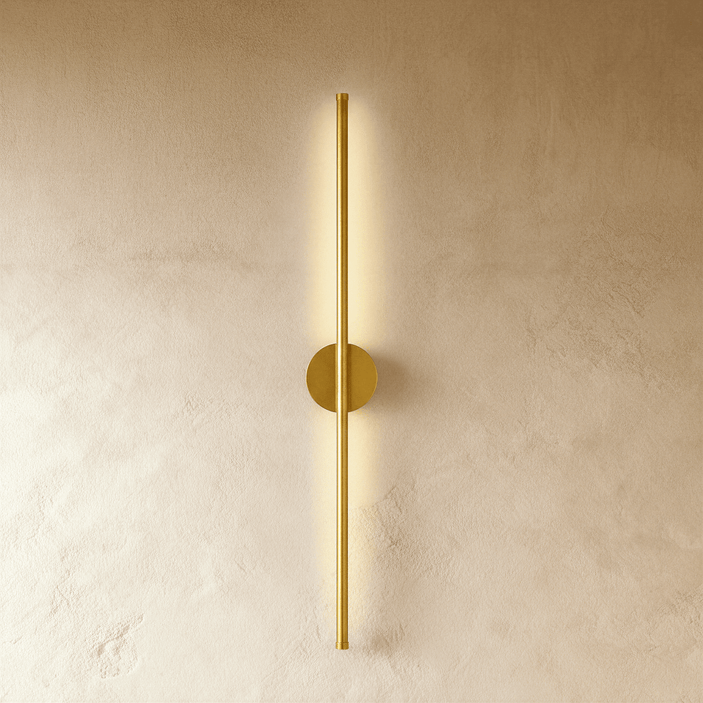 Minimalist Vertical Linear Wall Light with Round Base