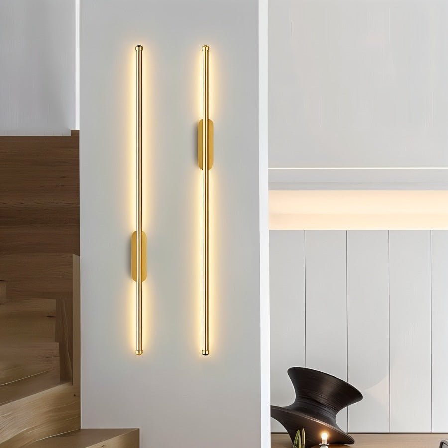 Minimalist Vertical Linear Wall Light with Round Base
