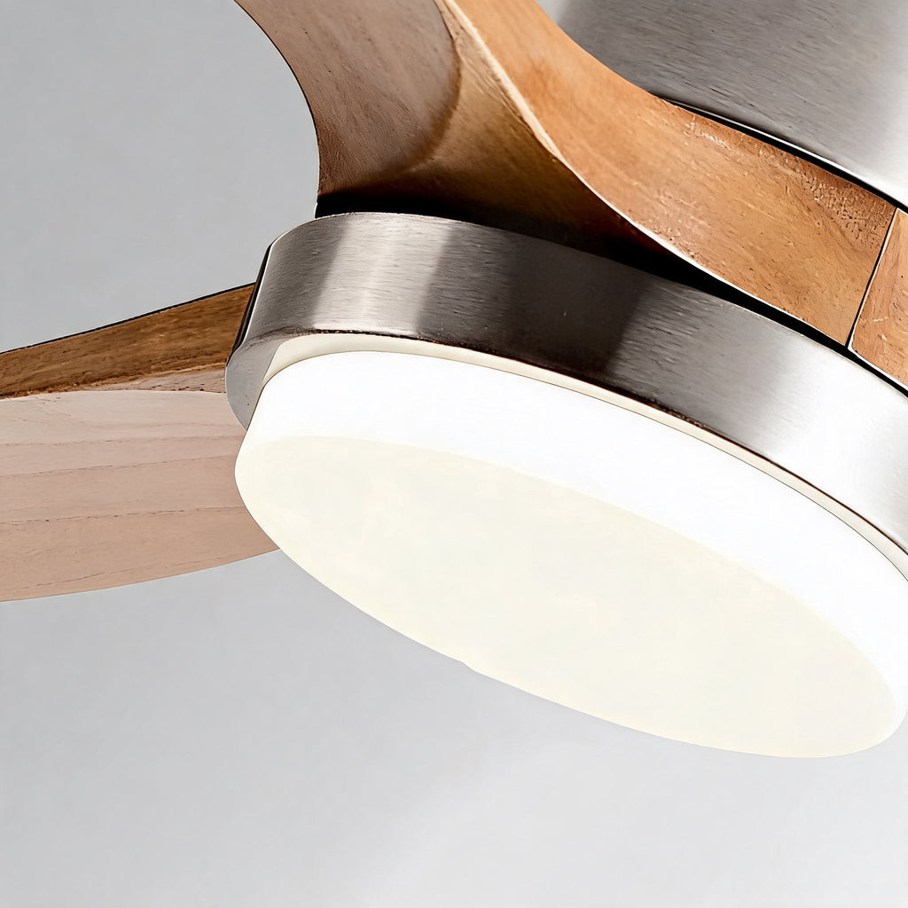 Modern Ceiling Fan – Wood Blades, Light, Remote Control, 6-Speed DC Motor