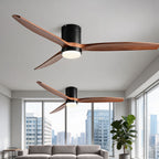 Modern Ceiling Fan – Wood Blades, Light, Remote Control, 6-Speed DC Motor