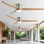Modern Ceiling Fan – Wood Blades, Light, Remote Control, 6-Speed DC Motor