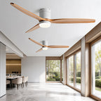Modern Ceiling Fan – Wood Blades, Light, Remote Control, 6-Speed DC Motor
