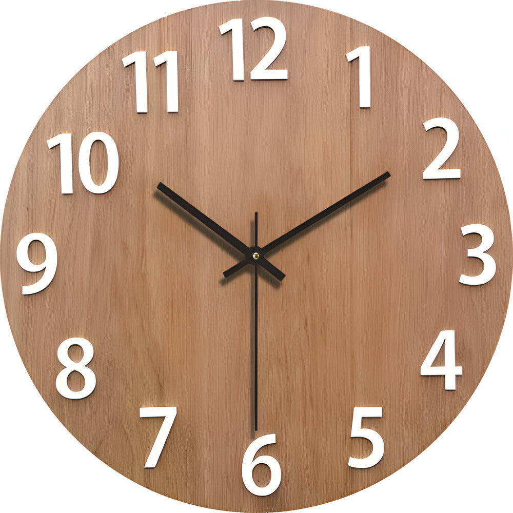 Modern Silent Wall Clock in Solid Wood – Minimalist Woodline Design