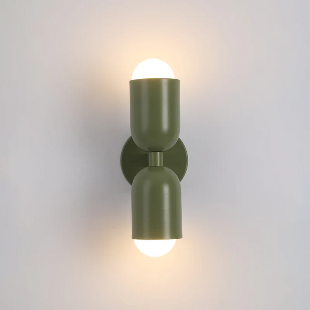 Modern Wall Sconce - Dual Up Down LED Lighting and Colour-Blocked Exterior