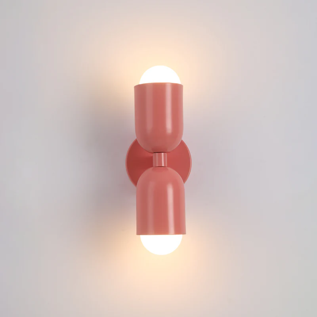 Modern Wall Sconce - Dual Up Down LED Lighting and Colour-Blocked Exterior