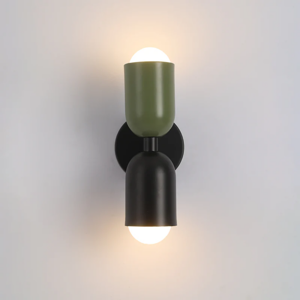 Modern Wall Sconce - Dual Up Down LED Lighting and Colour-Blocked Exterior