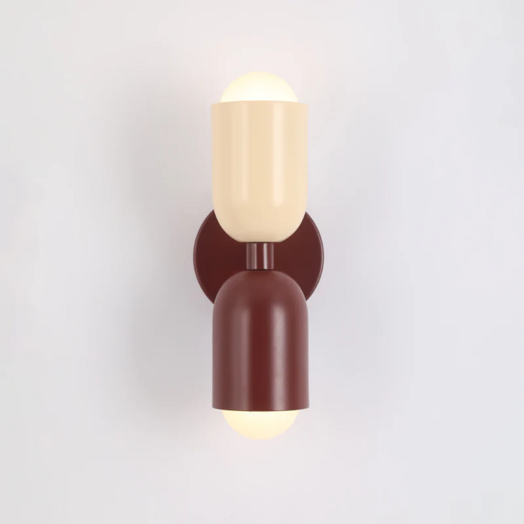 Modern Wall Sconce - Dual Up Down LED Lighting and Colour-Blocked Exterior