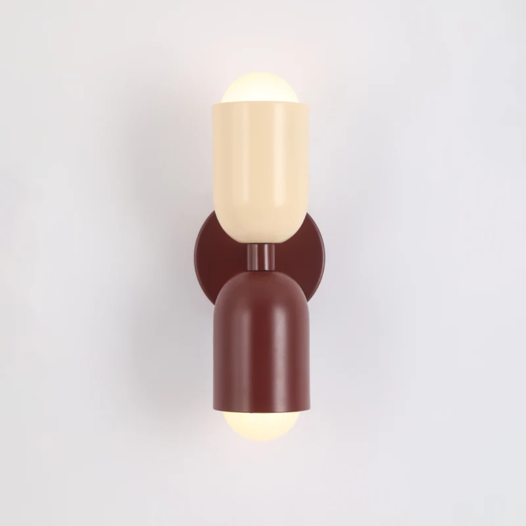 Modern Wall Sconce - Dual Up Down LED Lighting and Colour-Blocked Exterior