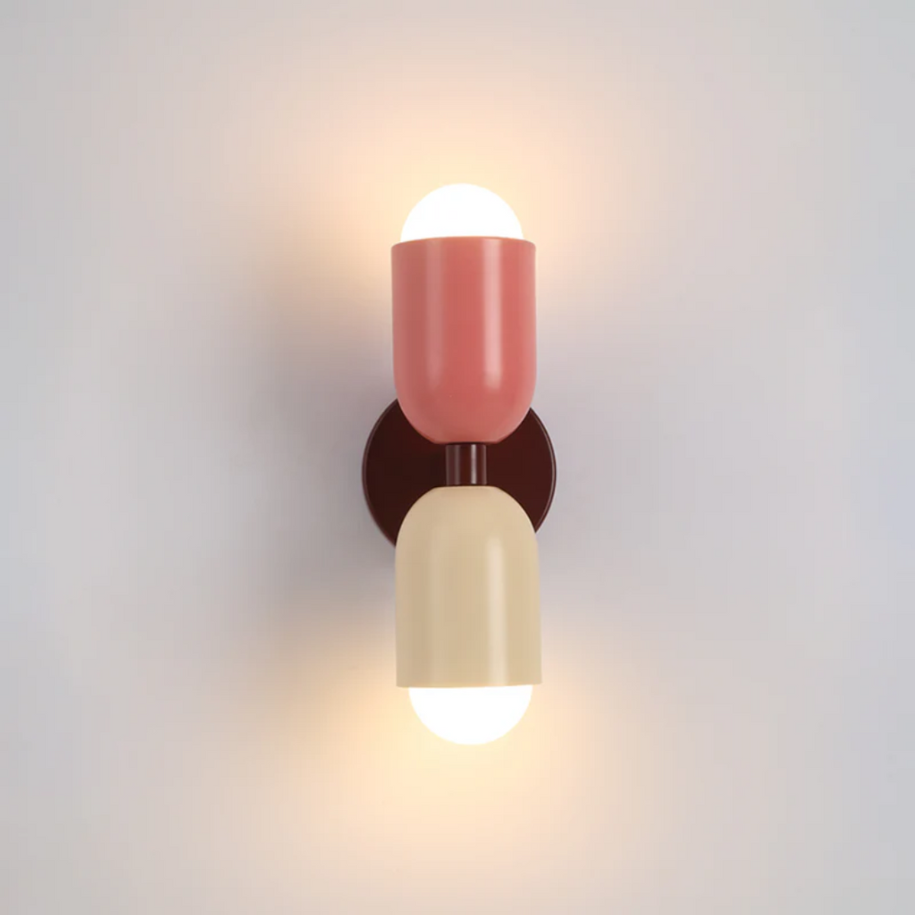 Modern Wall Sconce - Dual Up Down LED Lighting and Colour-Blocked Exterior
