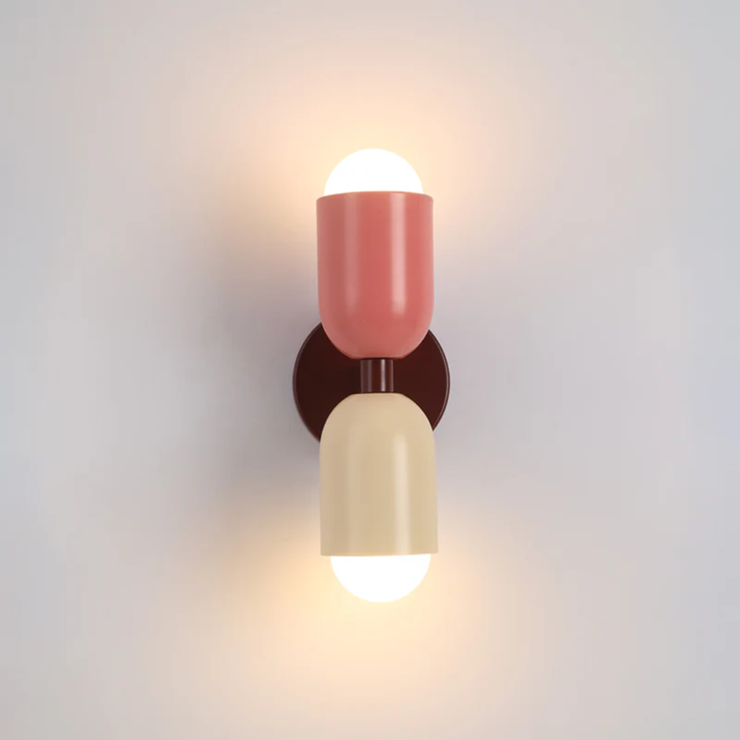 Modern Wall Sconce - Dual Up Down LED Lighting and Colour-Blocked Exterior
