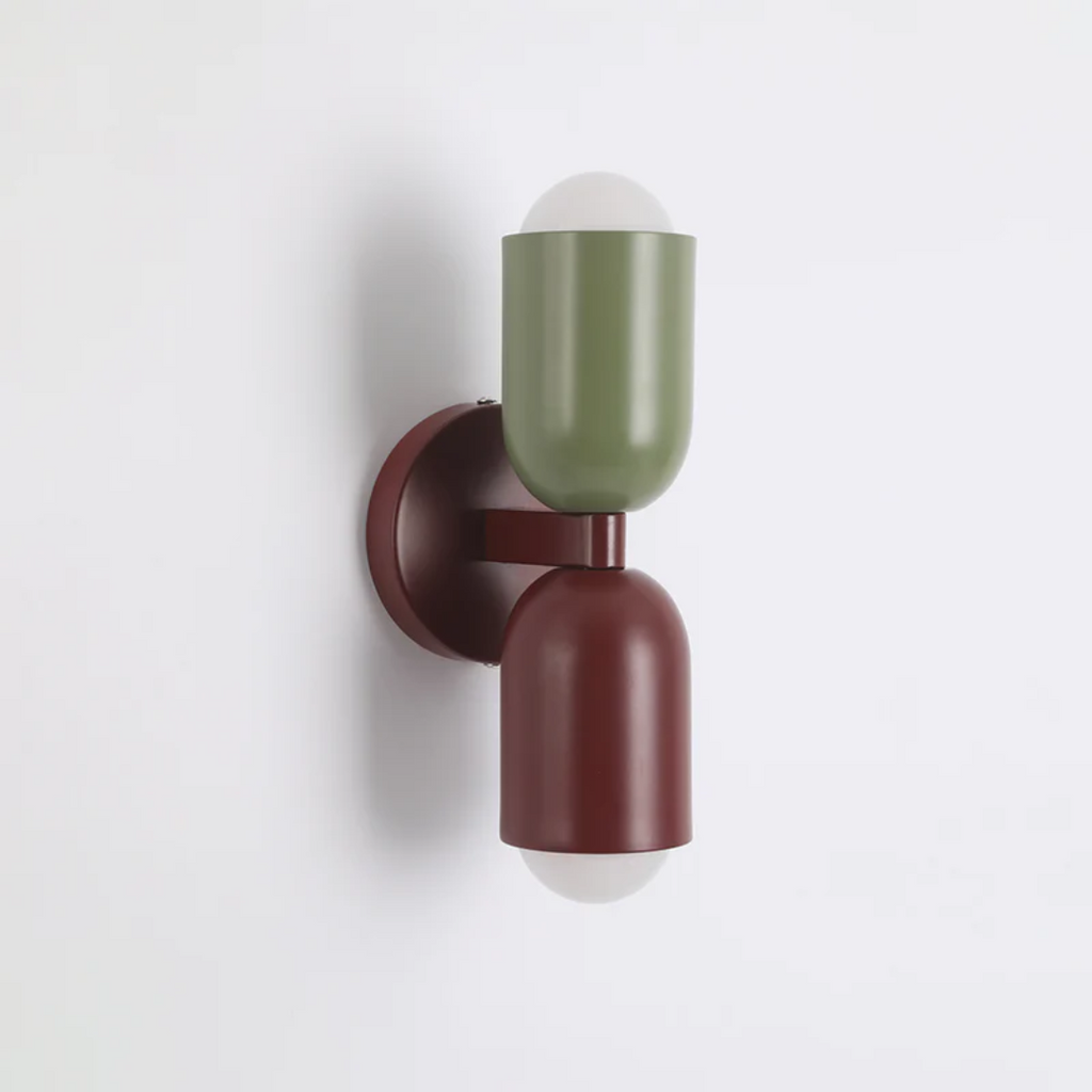 Modern Wall Sconce - Dual Up Down LED Lighting and Colour-Blocked Exterior