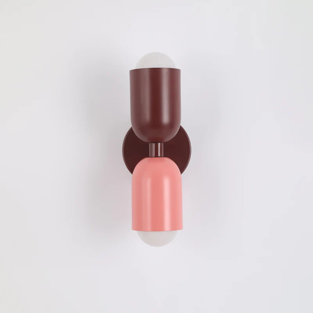 Modern Wall Sconce - Dual Up Down LED Lighting and Colour-Blocked Exterior