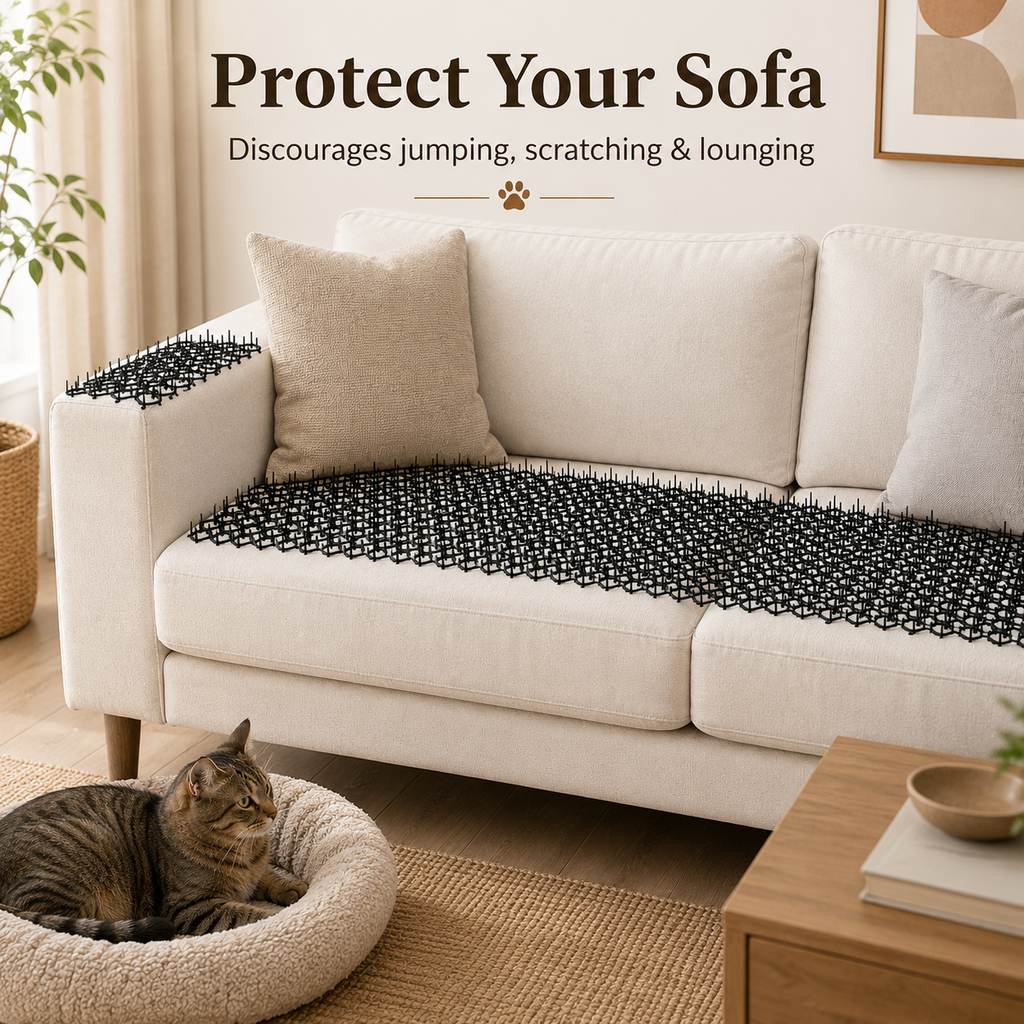 Modular Cat Deterrent Mats for Sofas & Gardens - Helps Stop Scratching & Digging