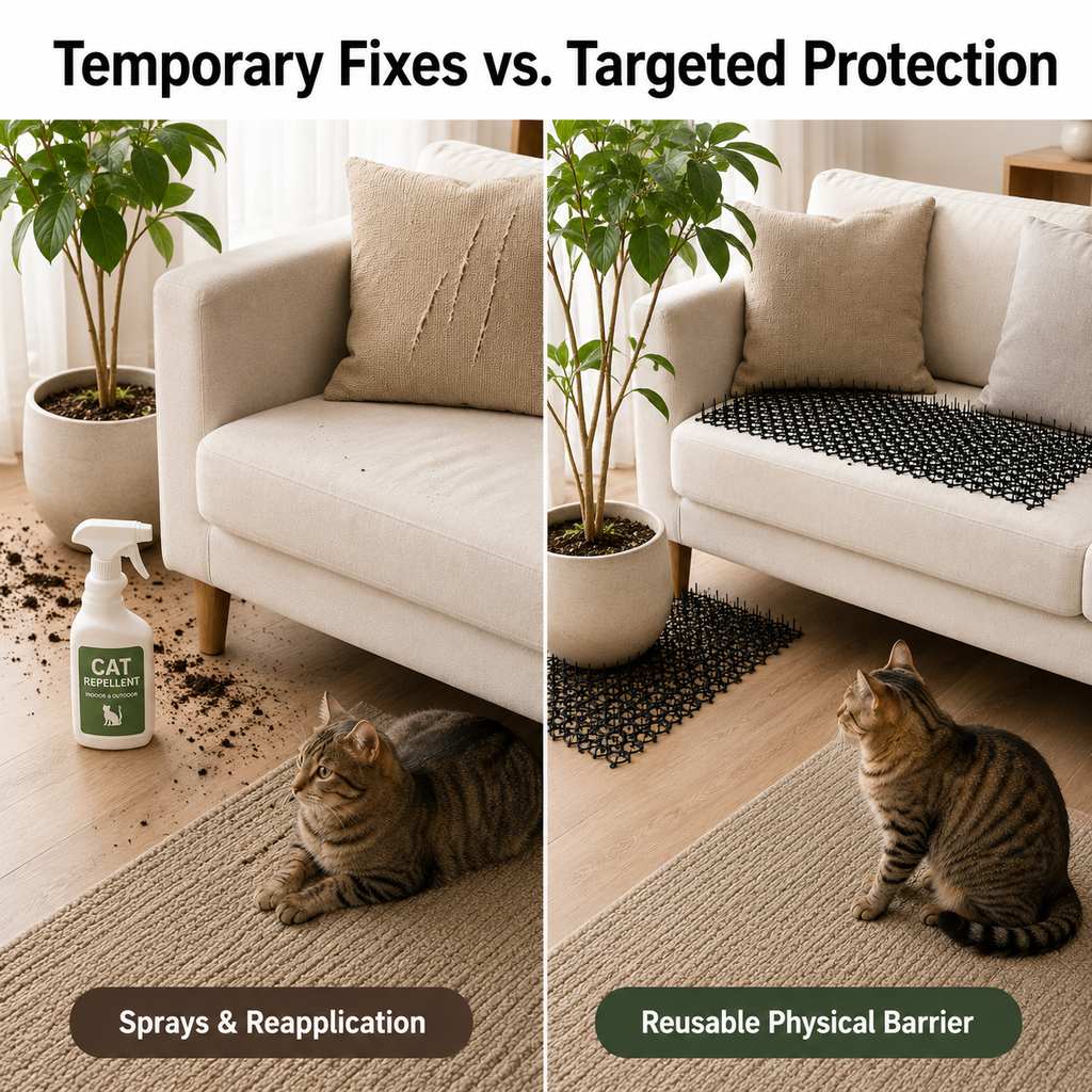 Modular Cat Deterrent Mats for Sofas & Gardens - Helps Stop Scratching & Digging