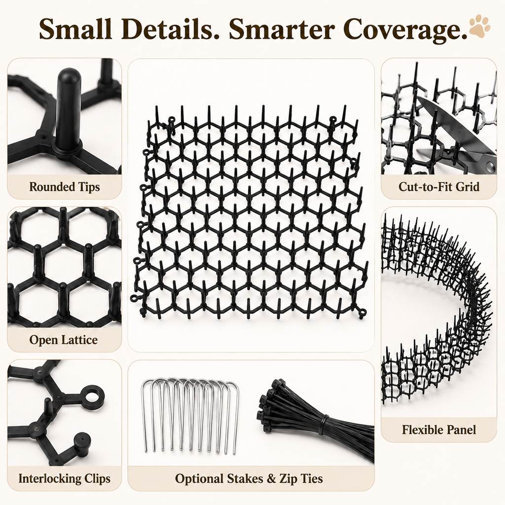 Modular Cat Deterrent Mats for Sofas & Gardens - Helps Stop Scratching & Digging