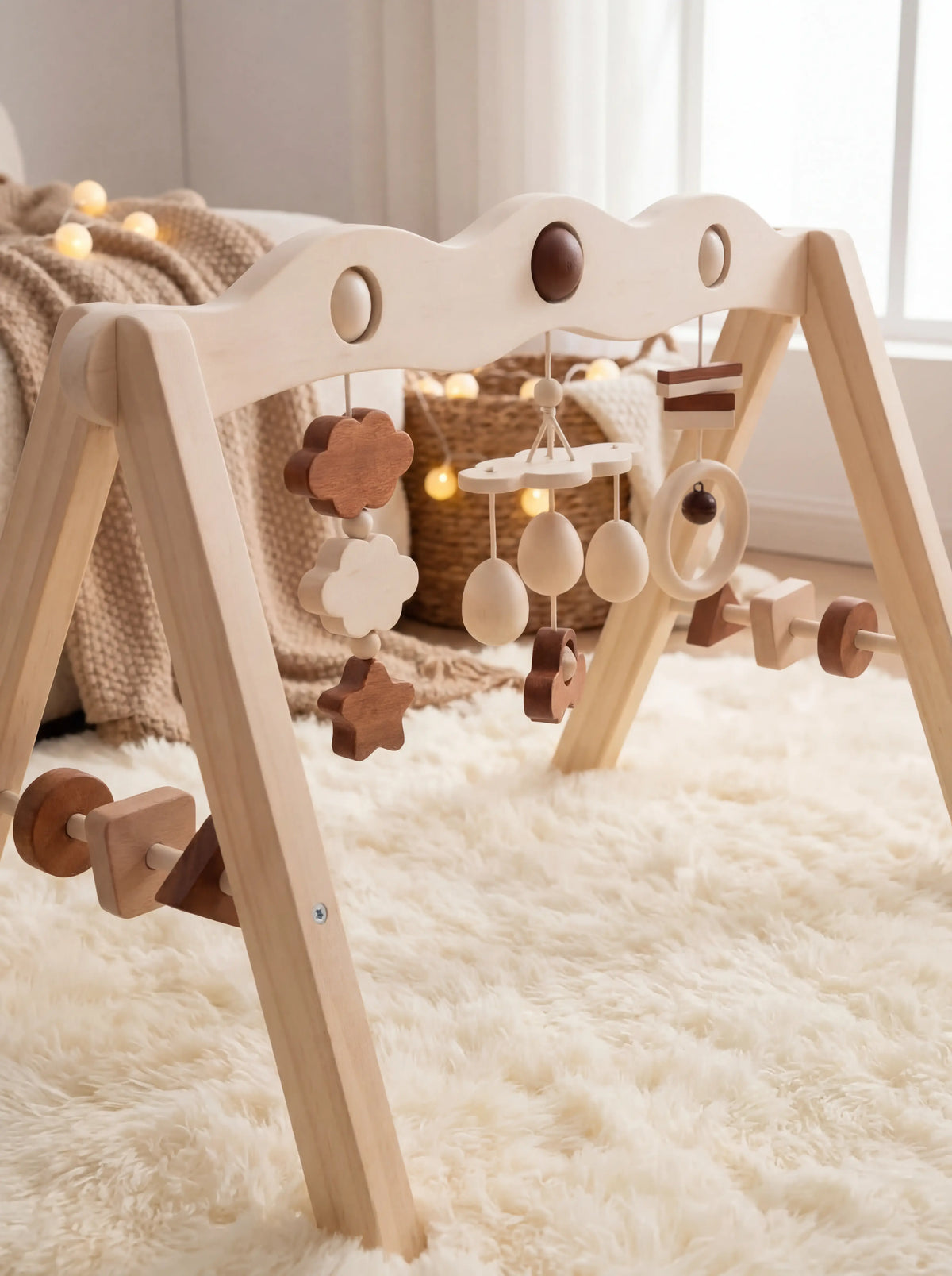 Natural Wood Activity Arch – Sensory Toy Gym for Babies and Toddlers