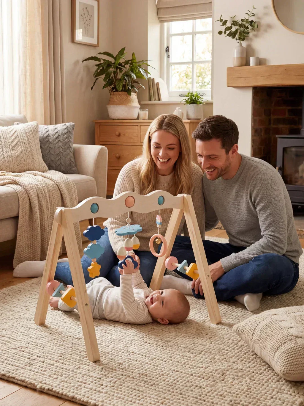 Natural Wood Activity Arch – Sensory Toy Gym for Babies and Toddlers