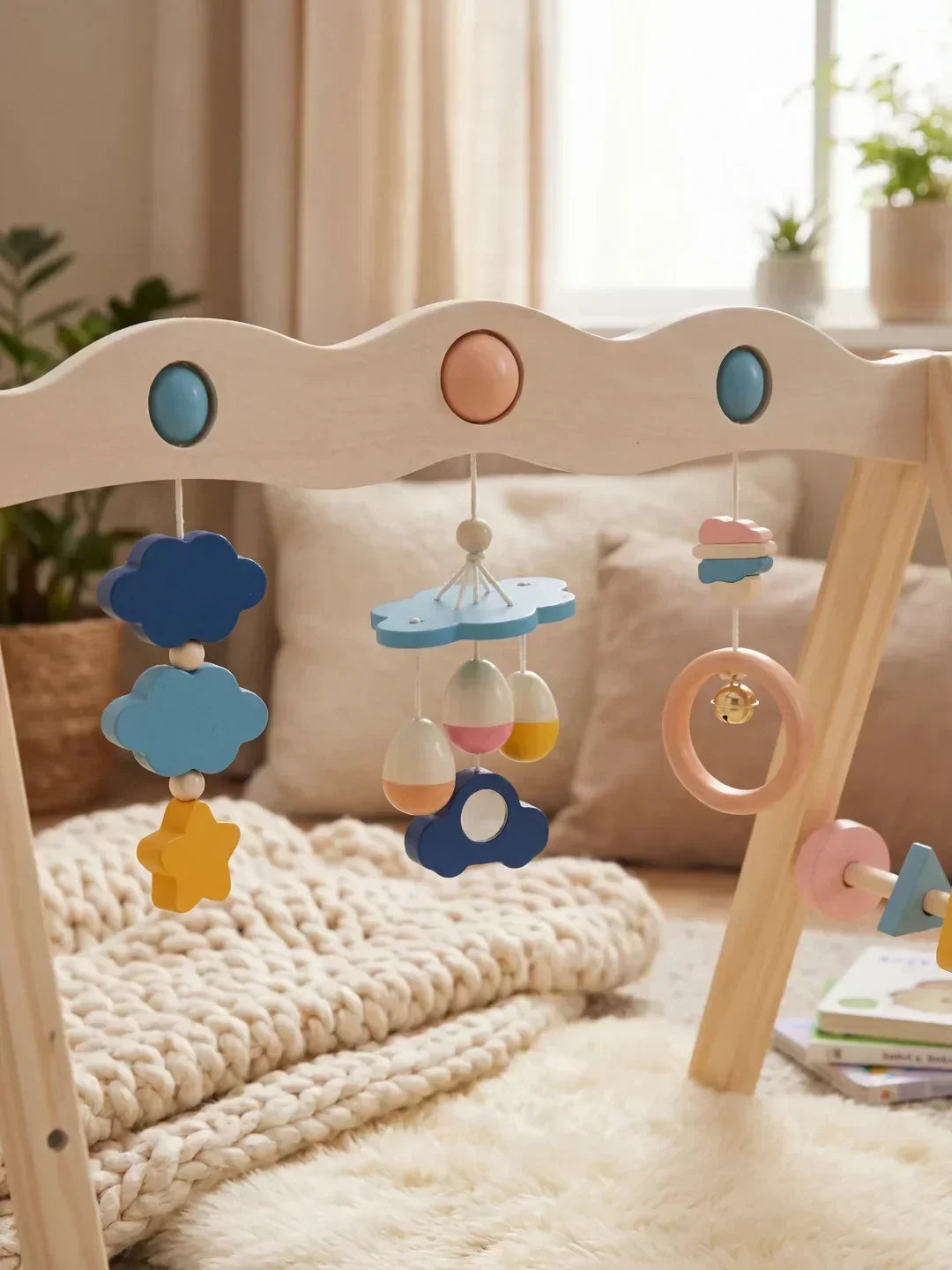 Natural Wood Activity Arch – Sensory Toy Gym for Babies and Toddlers