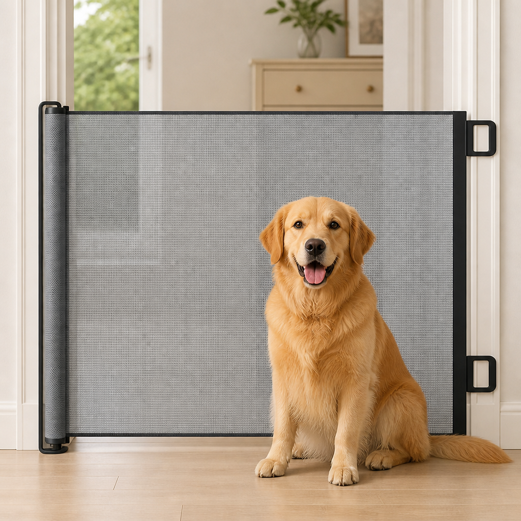 No-Drill Adjustable Retractable Mesh Pet Gate