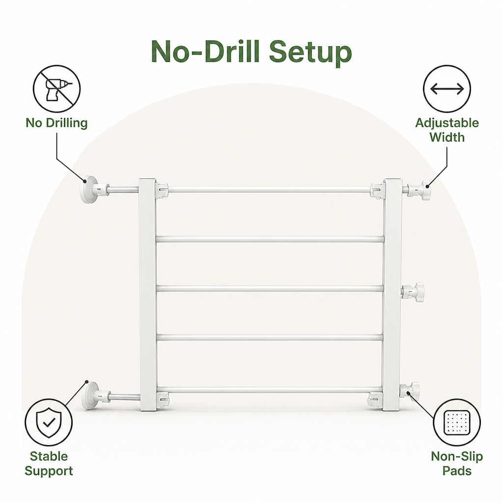 No-drill retractable dog gate (adjustable width)