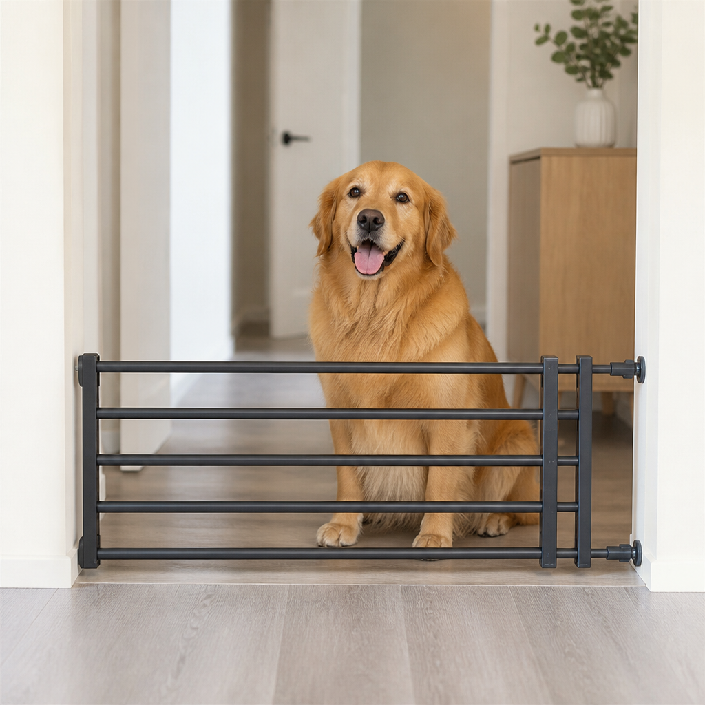 No-drill retractable dog gate (adjustable width)