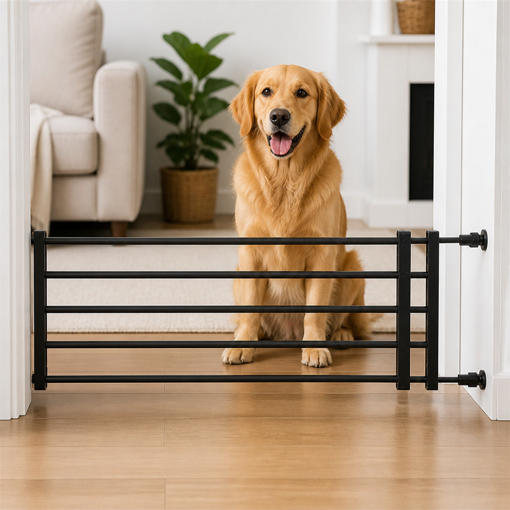 No-drill retractable dog gate (adjustable width)