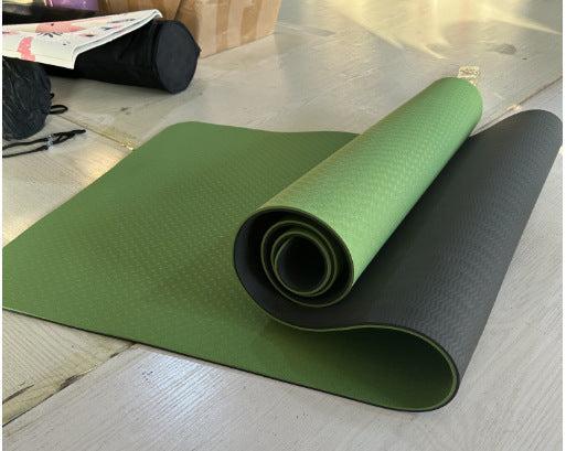 Non-slip fitness yoga mat with double cushioning