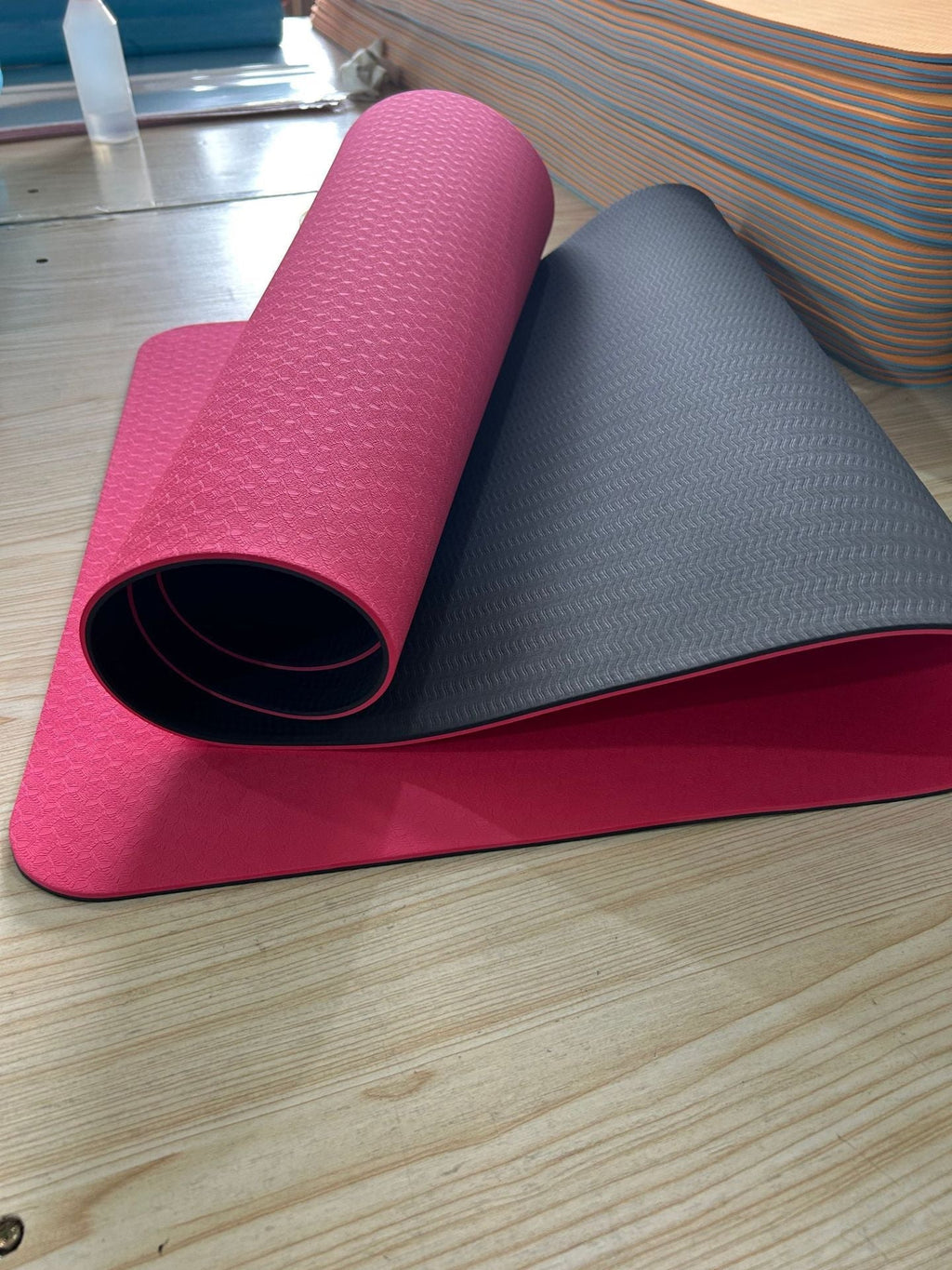 Non-slip fitness yoga mat with double cushioning