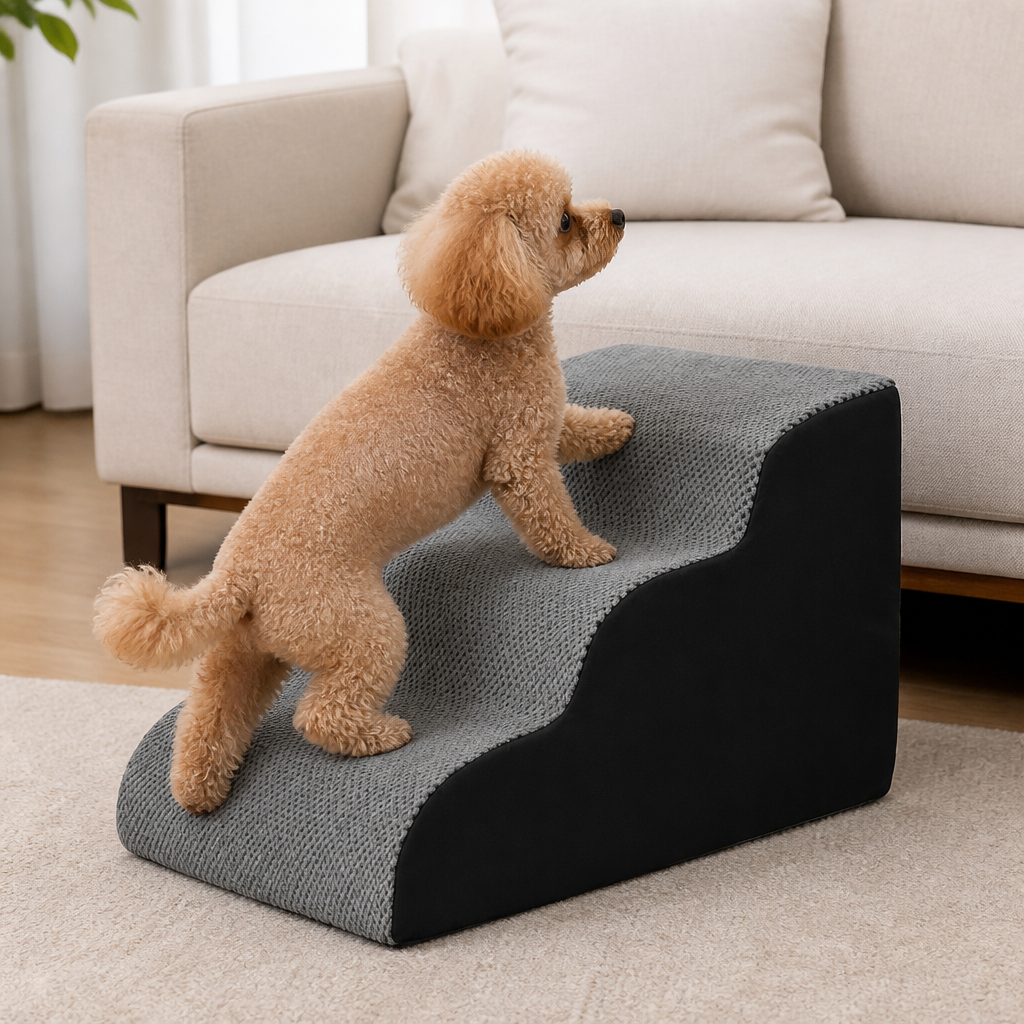 Non-Slip Memory Foam Pet Ramp (Foldable, Washable)