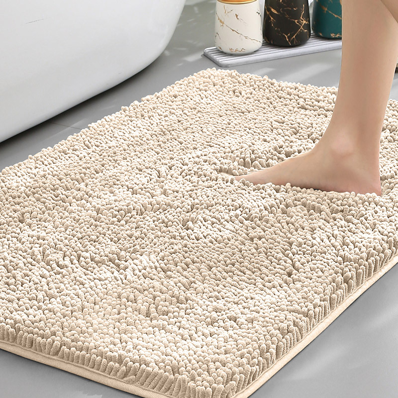Non-Slip Plush Chenille Bath Rug — Thick Microfiber Pile, Absorbent Surface