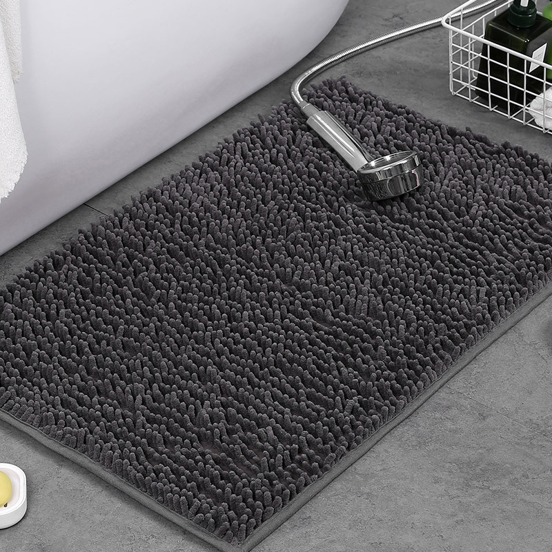 Non-Slip Plush Chenille Bath Rug — Thick Microfiber Pile, Absorbent Surface