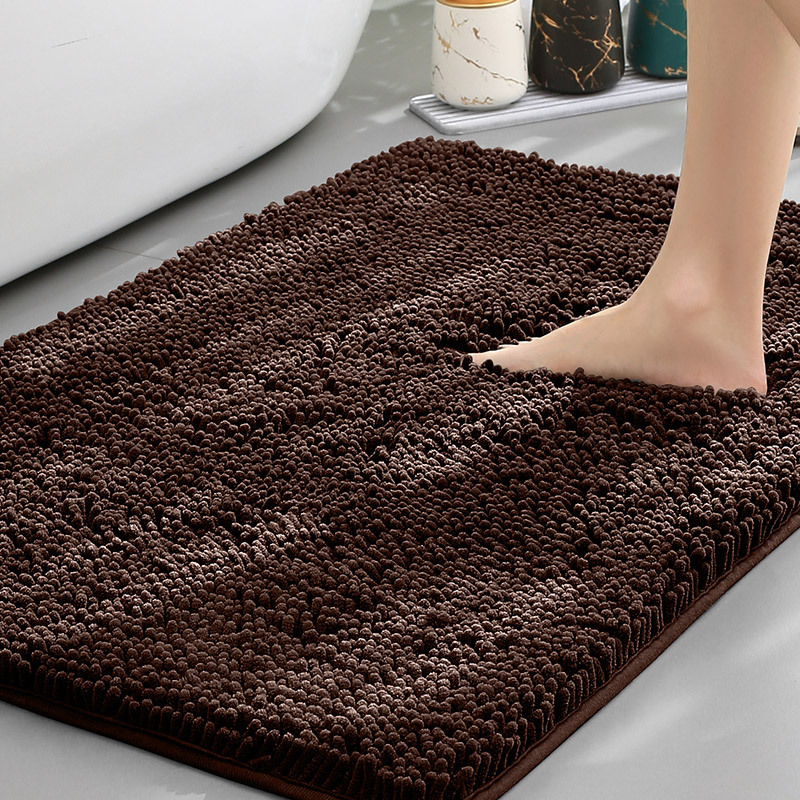 Non-Slip Plush Chenille Bath Rug — Thick Microfiber Pile, Absorbent Surface