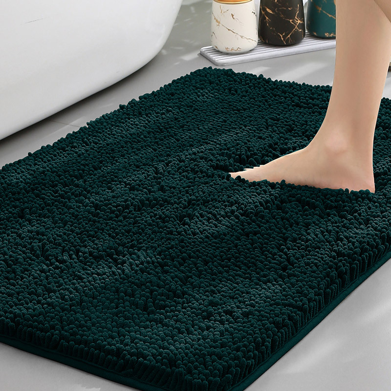 Non-Slip Plush Chenille Bath Rug — Thick Microfiber Pile, Absorbent Surface